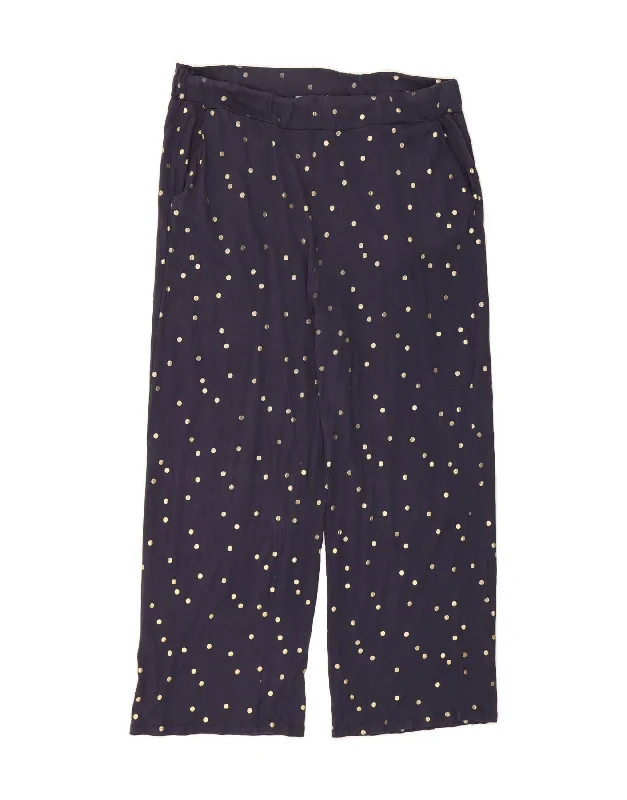 BODEN Womens Tracksuit Trousers UK 16 Large Navy Blue Spotted Cotton Trousers cozy comfortable