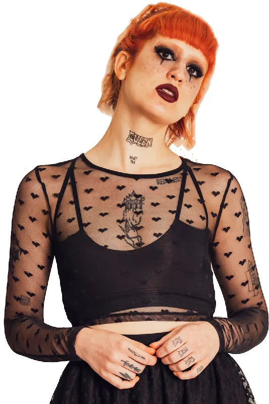 Jawbreaker Heartcore Crop Top Notch Collar Peter Pan Collar Cowl Neck