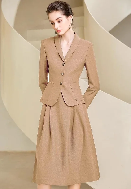 Full Midi Skirt and Jacket Skirt Suit Lace Jacket Ribbed Jacket Sequined Jacket