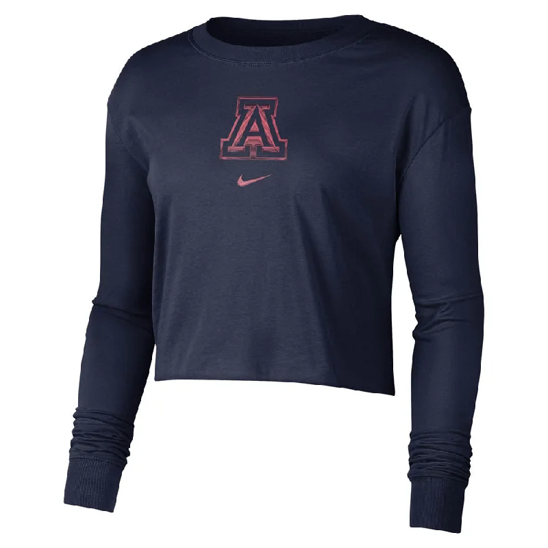 NCAA Arizona Wildcats Women's Nike DNA Long Sleeve Crop Top Fleece Fabric Down Fabric Feather Fabric NCAA Arizona Wildcats Women's Nike DNA Long Sleeve Crop Top Fleece Fabric Down Fabric Feather Fabric