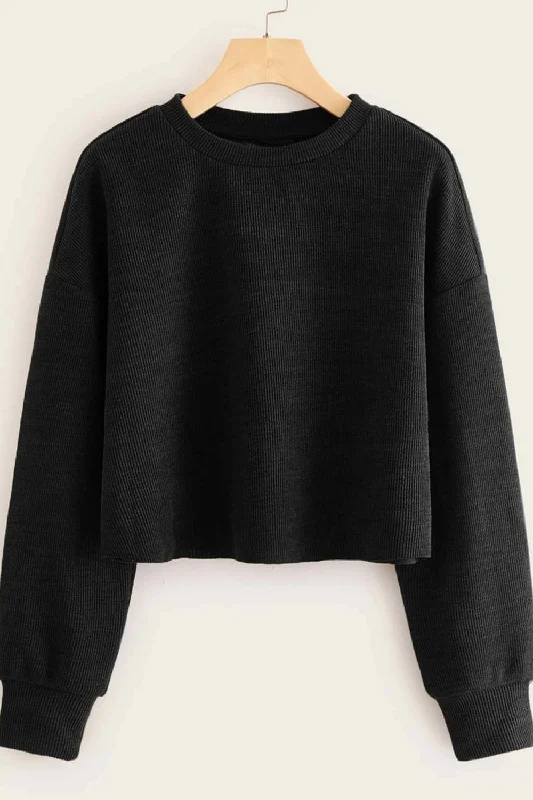 Semi Crop Top Black Terry Blend Velvet Blend Canvas Blend