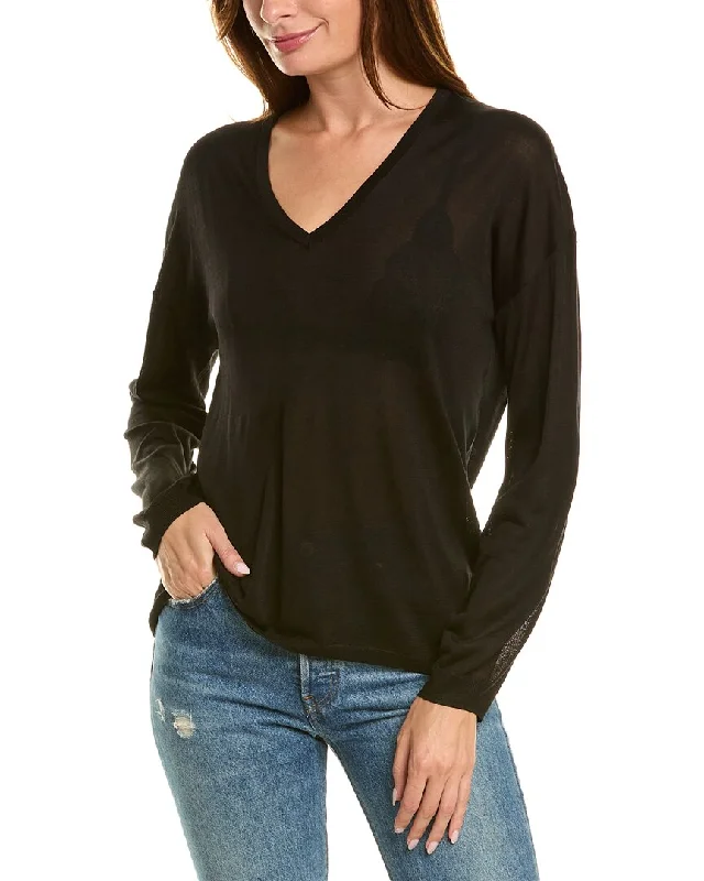 Theory Karenia Silk-Blend Sweater Stretchy Elastic Breathable