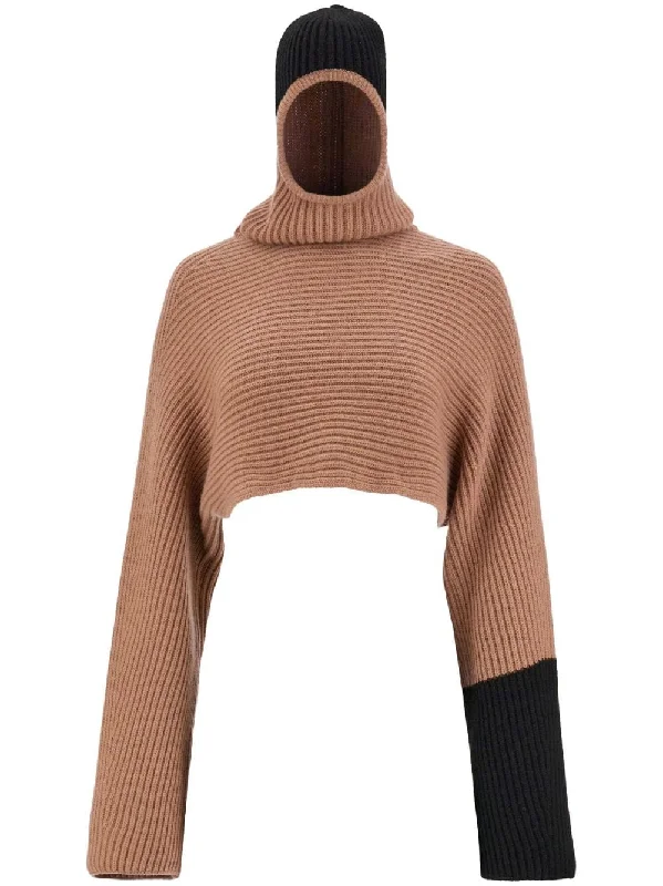 Ferragamo Women's Sweaters Beige Boxy Sweater Fitted Sweater A-Line