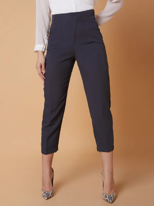Women Pleated Solid Charcoal Formal Trousers-AE-10908A-Charcoal Trousers Formal Black Women Pleated Solid Charcoal Formal Trousers-AE-10908A-Charcoal Trousers Formal Black