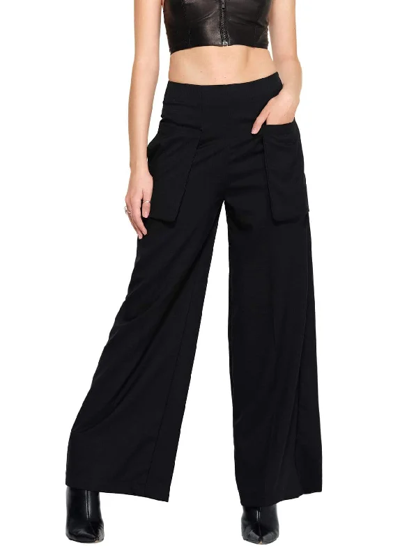 WIDE LEG TROUSERS IN BLACK Trousers practical durable
