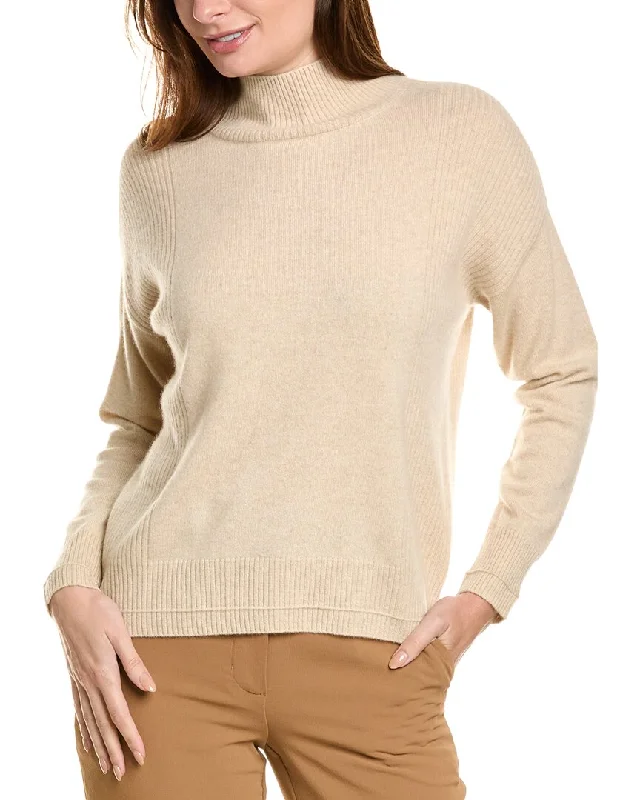 Design History Mock Neck Cashmere Sweater Welt Pockets Slit Pockets Flap Pockets