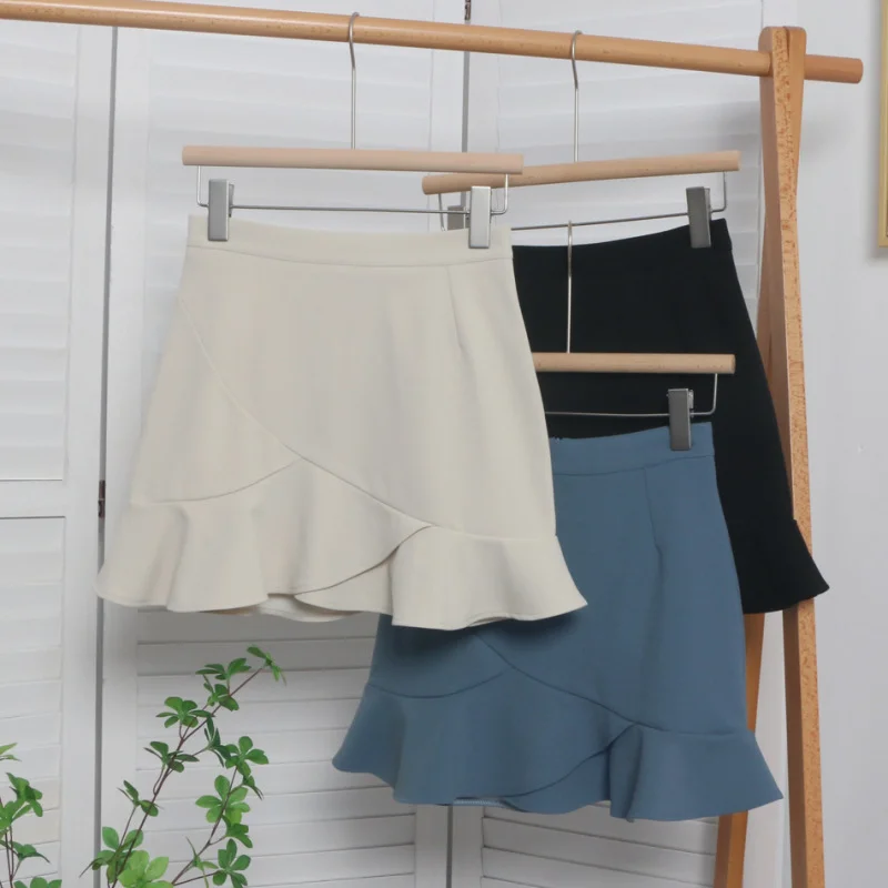 Women Summer Irregular Lotus Leaf Edge High Waist A-Line Fishtail Skirt mini skirt trendy