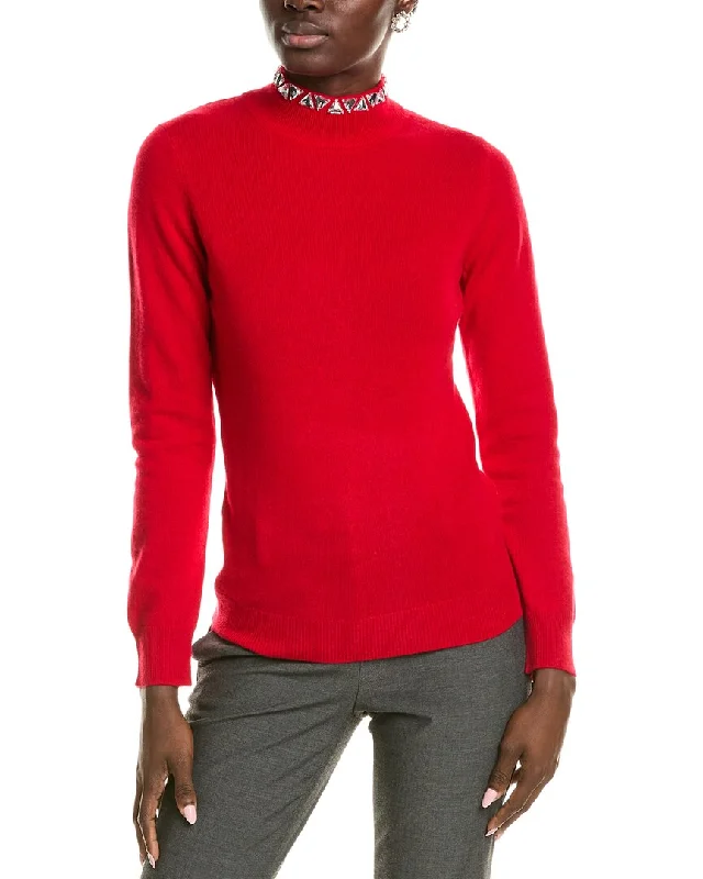 Sofiacashmere Stone Trim Turtleneck Cashmere Sweater Solid Color Striped Floral Print Sofiacashmere Stone Trim Turtleneck Cashmere Sweater Solid Color Striped Floral Print