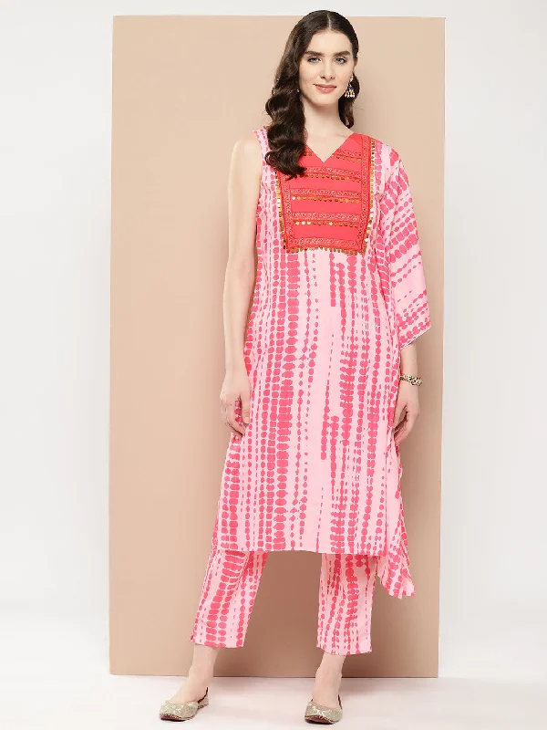 Women's Printed One-Shoulder Flared Sleeve Sequinned Kurta With Trousers - Ahalyaa Chinos Cotton Straight Leg Women's Printed One-Shoulder Flared Sleeve Sequinned Kurta With Trousers - Ahalyaa Chinos Cotton Straight Leg