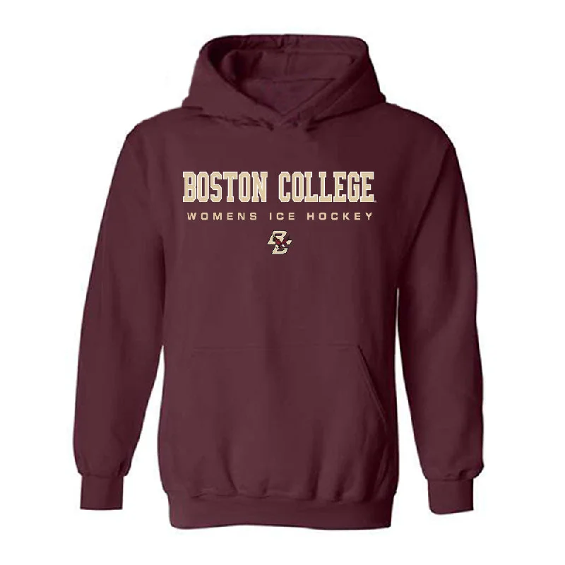 Boston College - NCAA Women's Ice Hockey : Lauren Glaser - Hooded Sweatshirt Hoodie with Hem Frayed Vintage Worn Boston College - NCAA Women's Ice Hockey : Lauren Glaser - Hooded Sweatshirt Hoodie with Hem Frayed Vintage Worn