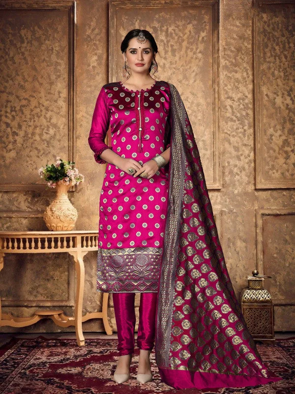 Women's Wine Banarasi Silk Embroidered Kurta With Trouser & Dupatta - Aastha Fashion Trousers luxurious high-end Women's Wine Banarasi Silk Embroidered Kurta With Trouser & Dupatta - Aastha Fashion Trousers luxurious high-end