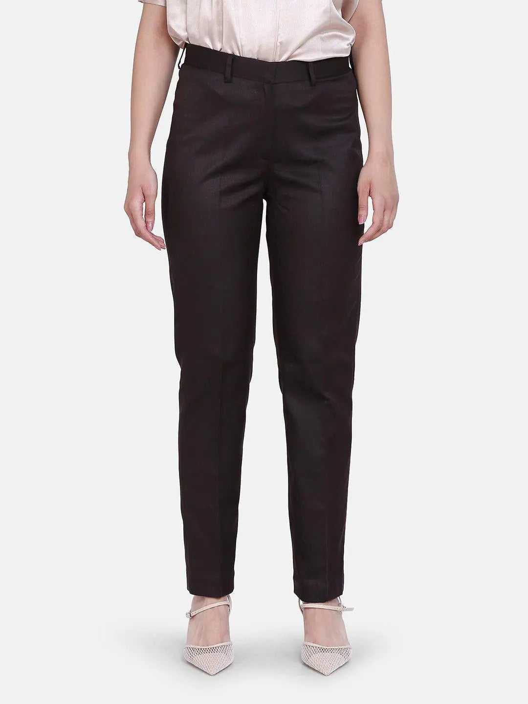 Poly Cotton Trouser - Chocolate Brown Trousers sophisticated sleek
