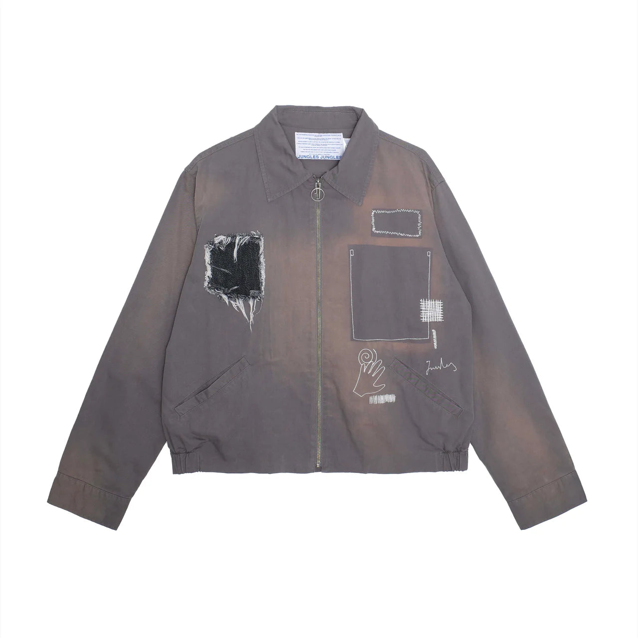 Jungles Jungles Repaired Trucker Jacket "Grey" Welt Pockets Slit Pockets Flap Pockets Jungles Jungles Repaired Trucker Jacket "Grey" Welt Pockets Slit Pockets Flap Pockets