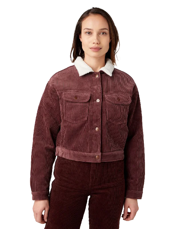 Baby Sherpa Jacket in Dahlia Zip Front Button Front Snap Front