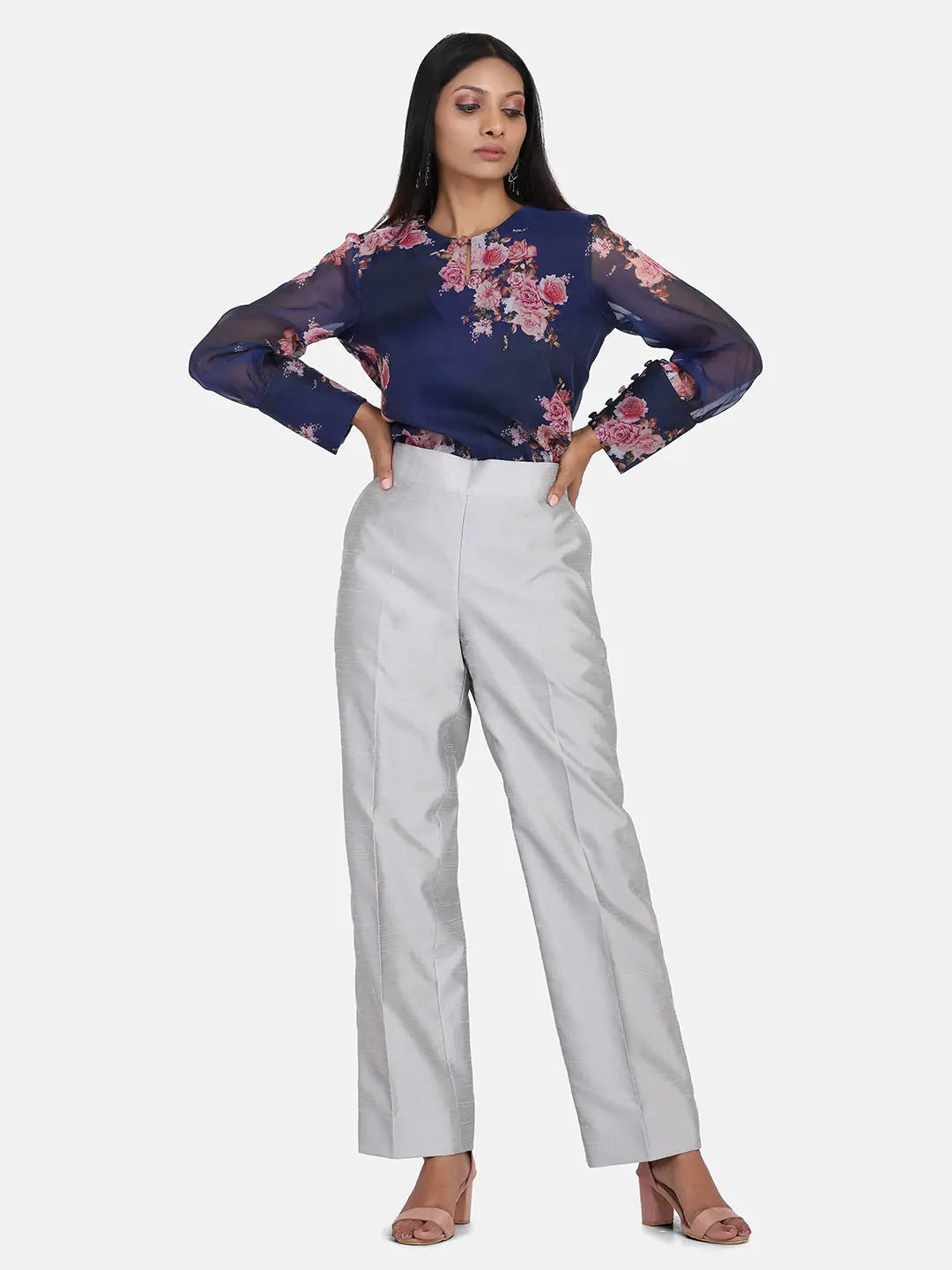 Dupioni Silk Trousers - Silver Trousers luxurious premium
