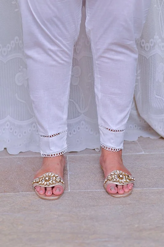 Mom4Little - White Trouser styled with lace MFL-TR03 - 1 Piece Trousers Evening Elegant Mom4Little - White Trouser styled with lace MFL-TR03 - 1 Piece Trousers Evening Elegant