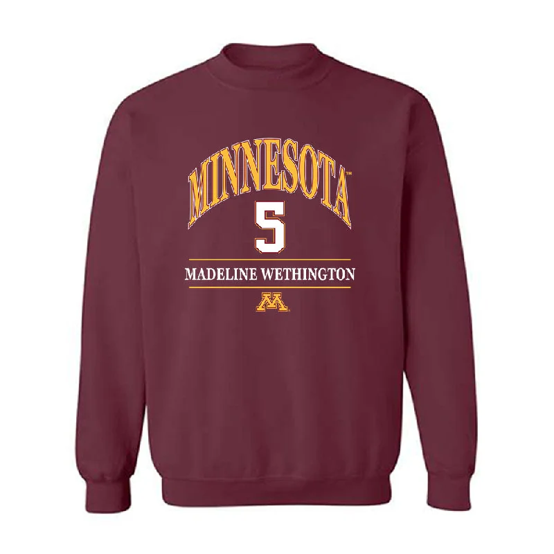 Minnesota - NCAA Women's Ice Hockey : Madeline Wethington - Classic Fashion Shersey Crewneck Sweatshirt Hoodie with Ribbed Cuffs Snug Fit Comfort Minnesota - NCAA Women's Ice Hockey : Madeline Wethington - Classic Fashion Shersey Crewneck Sweatshirt Hoodie with Ribbed Cuffs Snug Fit Comfort