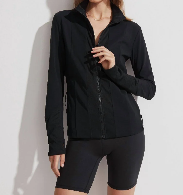 Maywood Jacket In Black Ribbed Jacket Pleated Jacket Ruffled Jacket