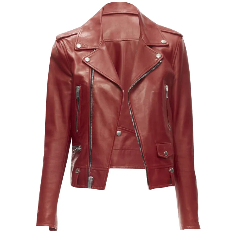 Saint Laurent Hedi Slimane lambskin leather moto biker jacket Cardigan Sweater Pullover Saint Laurent Hedi Slimane lambskin leather moto biker jacket Cardigan Sweater Pullover