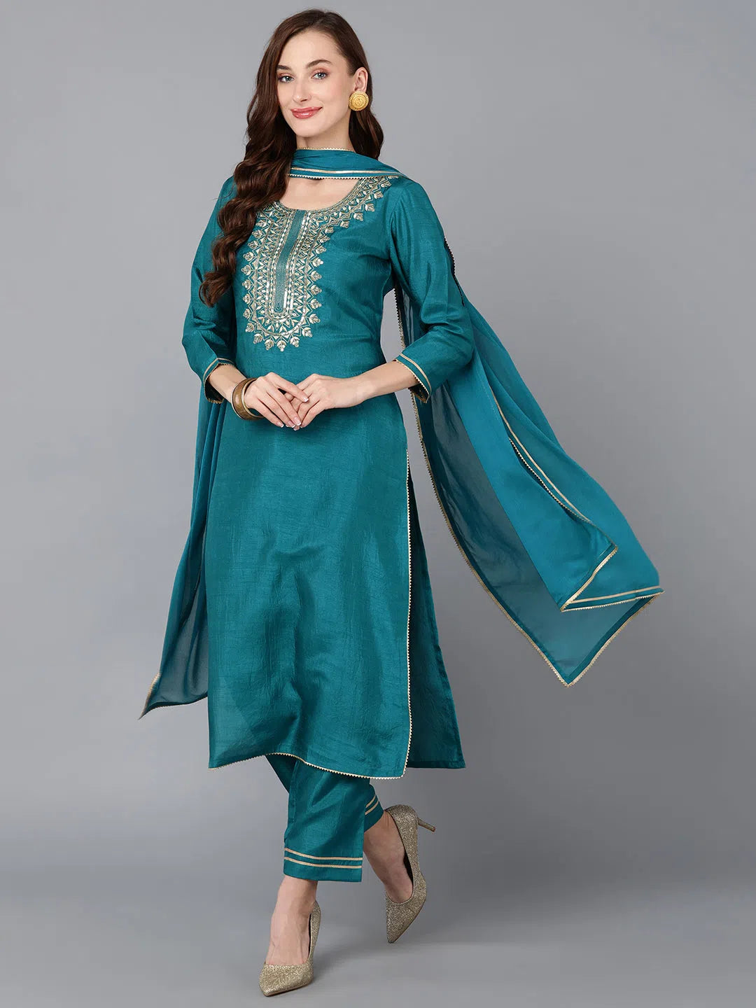 Ahika Women Silk Blend Embroidered Kurta Trousers-PKSKD1810_XS Trousers Recommended Stylist Ahika Women Silk Blend Embroidered Kurta Trousers-PKSKD1810_XS Trousers Recommended Stylist
