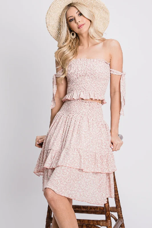 BLUSH STRING BODICE CROP TOP AND RUFFLED LAYERED SKIRT SET SOIN2029 Denim Fabric Leather Fabric Suede Fabric BLUSH STRING BODICE CROP TOP AND RUFFLED LAYERED SKIRT SET SOIN2029 Denim Fabric Leather Fabric Suede Fabric