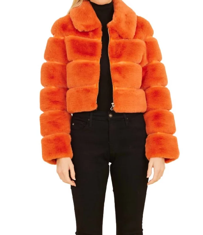 Paneled Cropped Jacket In Orange Elasticated Jacket Padded Jacket Insulated Jacket