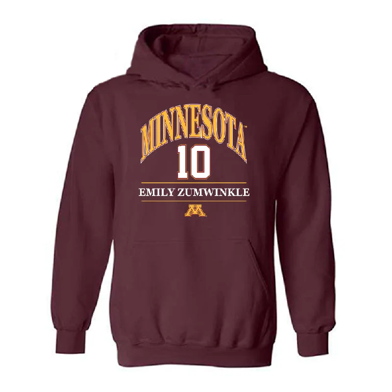 Minnesota - NCAA Women's Ice Hockey : Emily Zumwinkle - Classic Fashion Shersey Hooded Sweatshirt Hoodie Dress Longline Feminine Minnesota - NCAA Women's Ice Hockey : Emily Zumwinkle - Classic Fashion Shersey Hooded Sweatshirt Hoodie Dress Longline Feminine