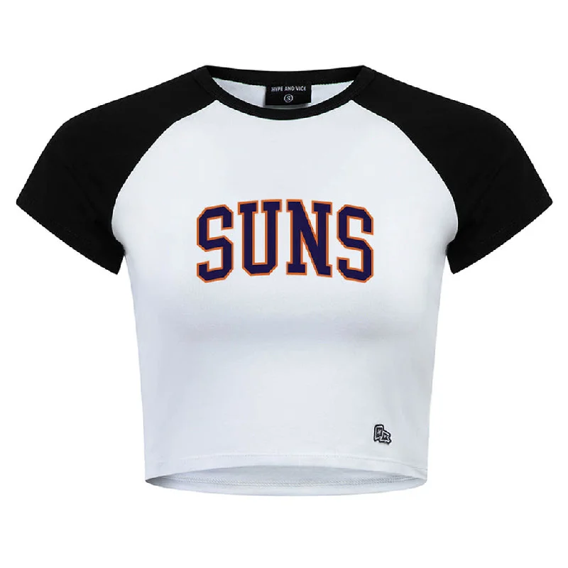 NBA Phoenix Suns Women's Hype & Vice Homerun Crop Top T-Shirt Terry Blend Velvet Blend Canvas Blend NBA Phoenix Suns Women's Hype & Vice Homerun Crop Top T-Shirt Terry Blend Velvet Blend Canvas Blend