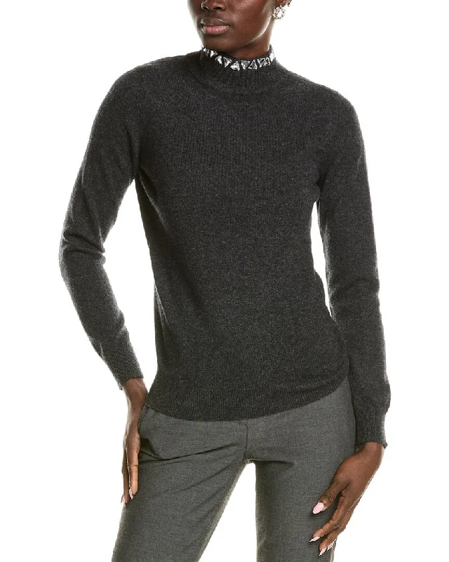 Sofiacashmere Stone Trim Turtleneck Cashmere Sweater Chenille Blend Fleece Blend Nylon Blend Sofiacashmere Stone Trim Turtleneck Cashmere Sweater Chenille Blend Fleece Blend Nylon Blend