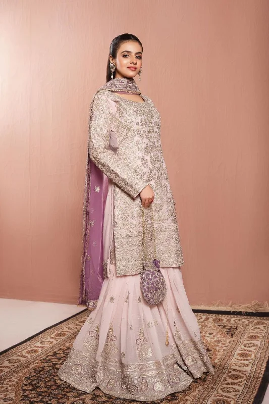 Pink Purple Chiffon Gharara Dress