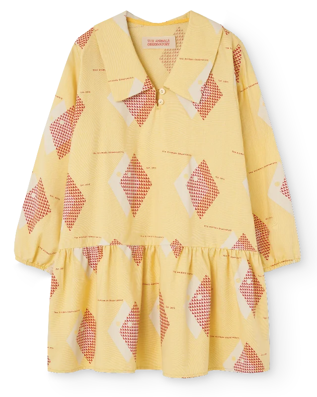 TAO The Animals Observatory FW24 Cream Yellow Rhombus Albatrosss Dress