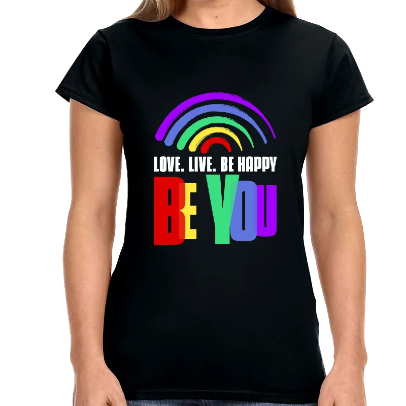 Be You LGBT Love Live Be Happy LGBT Flag Gay Pride Month Womens Shirts Seamless Knitted Crochet Be You LGBT Love Live Be Happy LGBT Flag Gay Pride Month Womens Shirts Seamless Knitted Crochet