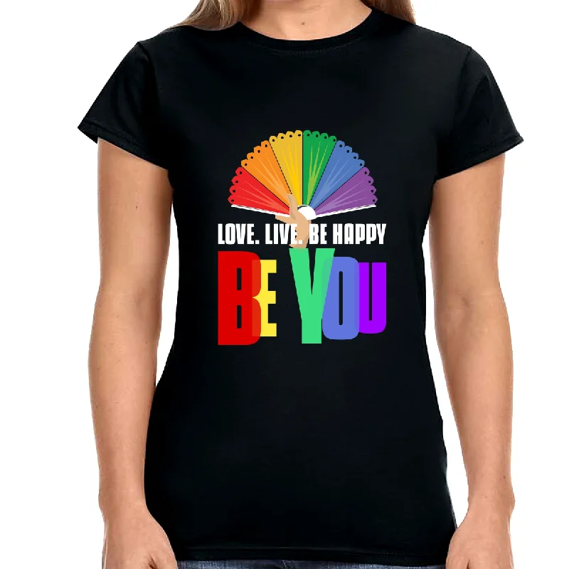Be You LGBT Love Live Be Happy Rainbow LGBT Pride Month Womens Shirts Polka Dot Checkered Tartan Be You LGBT Love Live Be Happy Rainbow LGBT Pride Month Womens Shirts Polka Dot Checkered Tartan