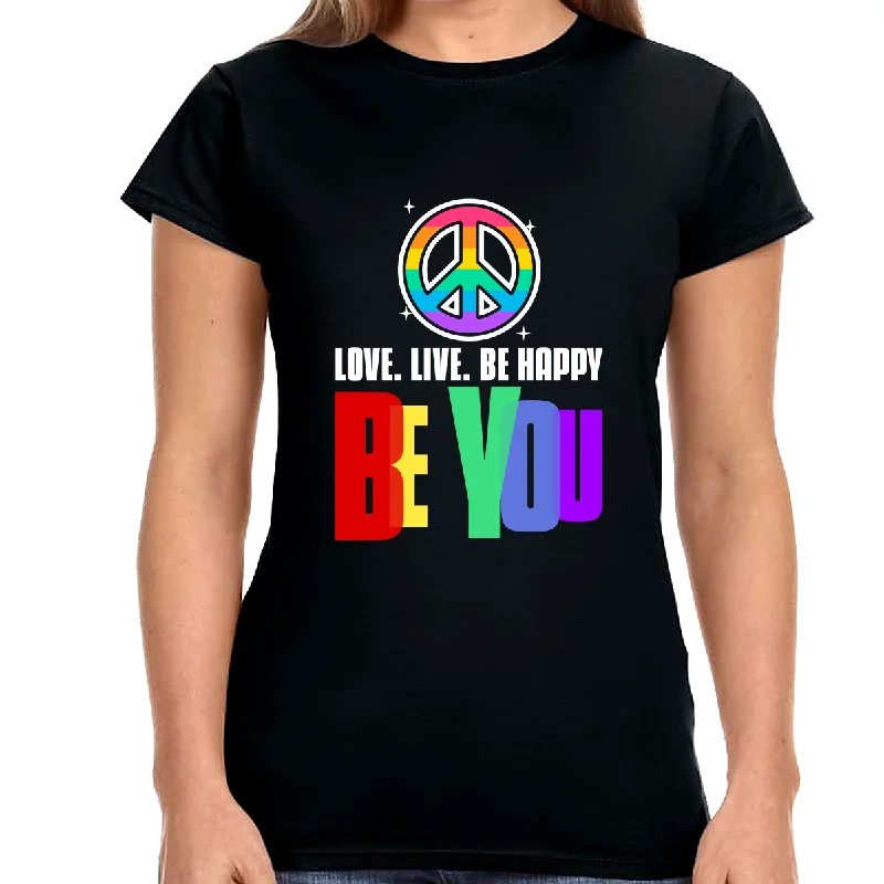 Be You Shirt LGBT Pride Rainbow Flag Lesbian Gay Pride Ally Shirts for Women Graphic Embroidered Appliqued Be You Shirt LGBT Pride Rainbow Flag Lesbian Gay Pride Ally Shirts for Women Graphic Embroidered Appliqued