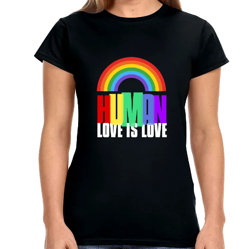 HUMAN LGBTQ Flag Gay Pride Month Transgender Rainbow Lesbian Shirts for Women Collared Crew Neck Turtle Neck HUMAN LGBTQ Flag Gay Pride Month Transgender Rainbow Lesbian Shirts for Women Collared Crew Neck Turtle Neck