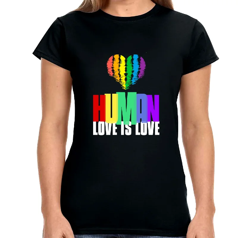 Human LGBTQ Pride Rainbow Flag Gay Lesbian Pride Ally Shirts for Women Ribbed Striped Patterned Human LGBTQ Pride Rainbow Flag Gay Lesbian Pride Ally Shirts for Women Ribbed Striped Patterned