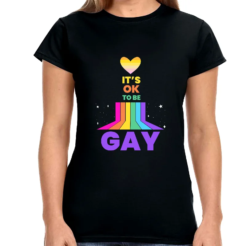 It's OK to Be Gay Gender Equality LGBT Pride Day Gay Rainbow Shirts for Women Basic T-Shirt Crew Neck Short Sleeve It's OK to Be Gay Gender Equality LGBT Pride Day Gay Rainbow Shirts for Women Basic T-Shirt Crew Neck Short Sleeve