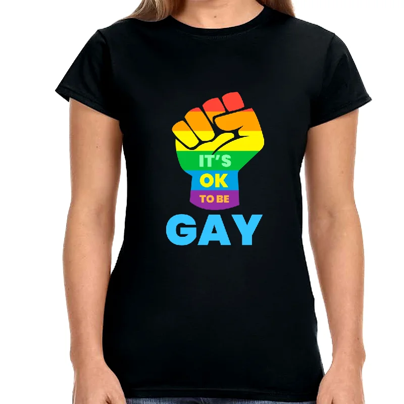 It's OK to Be Gay Gender Equality LGBTQ Pride Day Gay Parade Womens Shirts V-Neck T-Shirt Long Sleeve Cotton It's OK to Be Gay Gender Equality LGBTQ Pride Day Gay Parade Womens Shirts V-Neck T-Shirt Long Sleeve Cotton