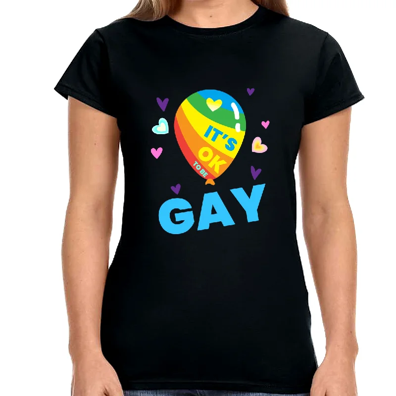 It's OK to Be Gay LGBT Rainbow Flag Shirt Lesbian Gay Pride Shirts for Women Oversized T-Shirt Spandex breathable It's OK to Be Gay LGBT Rainbow Flag Shirt Lesbian Gay Pride Shirts for Women Oversized T-Shirt Spandex breathable