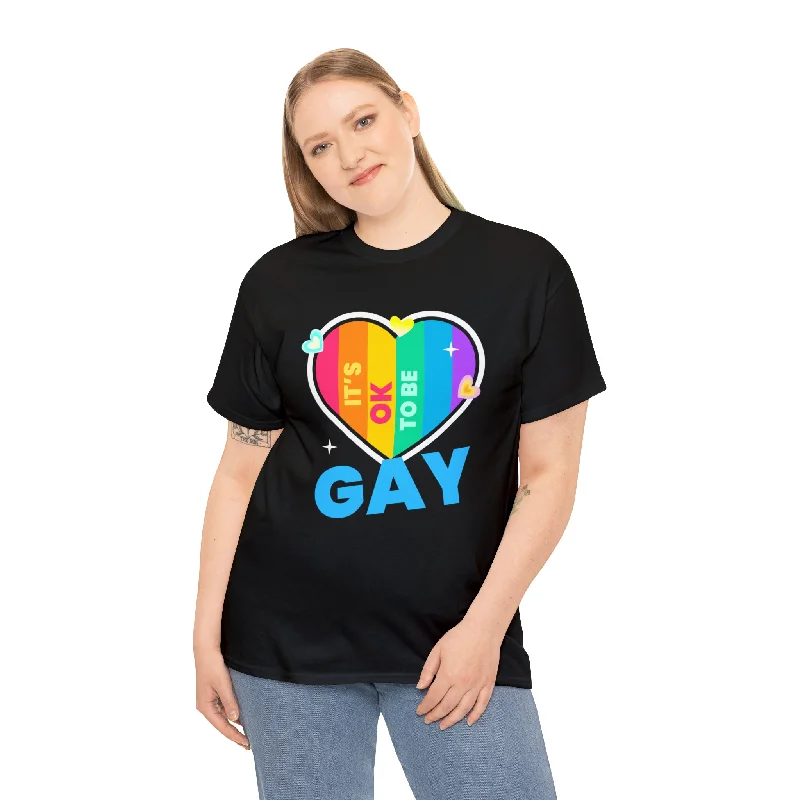 It's OK to Be Gay LGBTQ Rainbow Flag Shirt Lesbian Gay Pride Plus Size Shirts for Women Cozy Warm Stylish It's OK to Be Gay LGBTQ Rainbow Flag Shirt Lesbian Gay Pride Plus Size Shirts for Women Cozy Warm Stylish