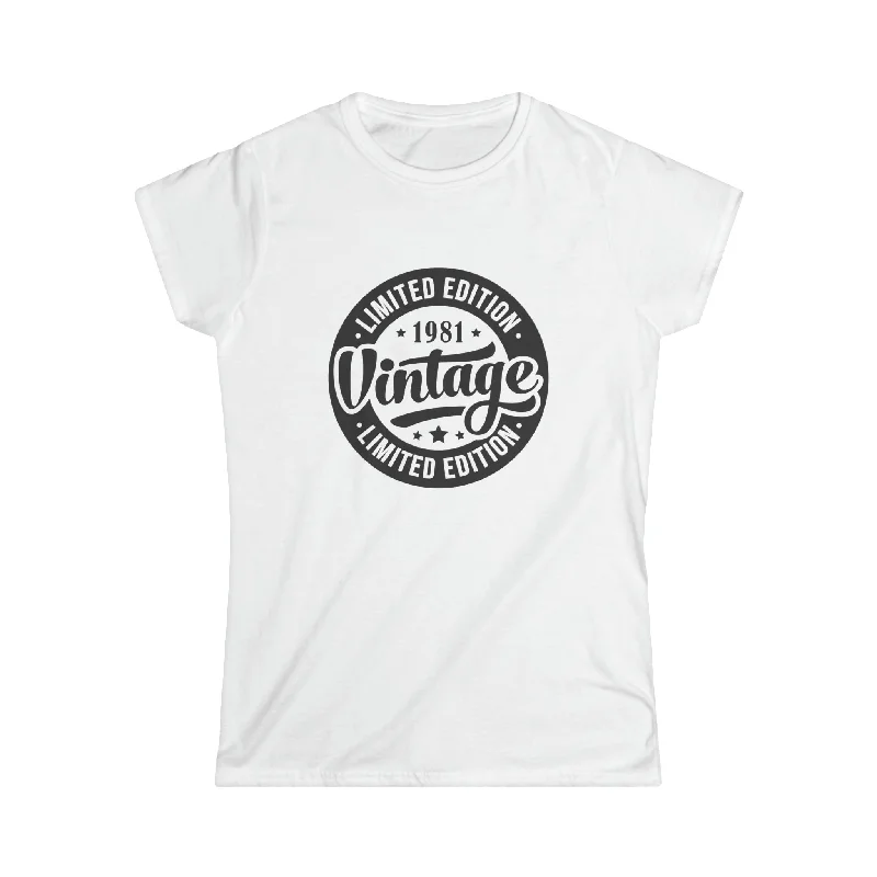 Vintage 1981 T Shirts for Women Retro Funny 1981 Birthday Women Shirts Silk Blend Satin Velvet Vintage 1981 T Shirts for Women Retro Funny 1981 Birthday Women Shirts Silk Blend Satin Velvet