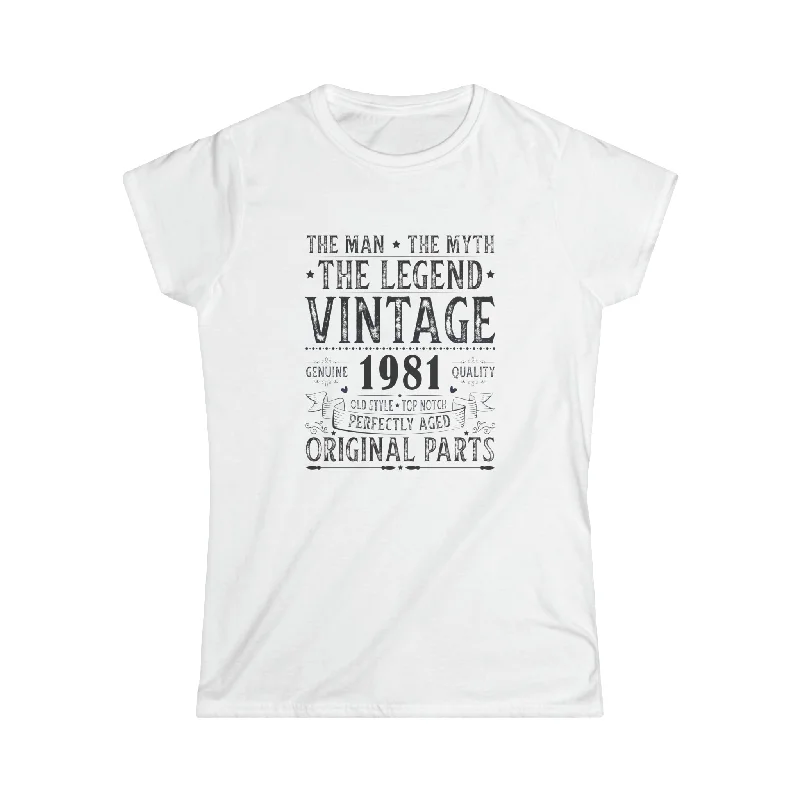 Vintage 1981 T Shirts for Women Retro Funny 1981 Birthday Womens Shirt Real Fur Shearling Chenille Vintage 1981 T Shirts for Women Retro Funny 1981 Birthday Womens Shirt Real Fur Shearling Chenille