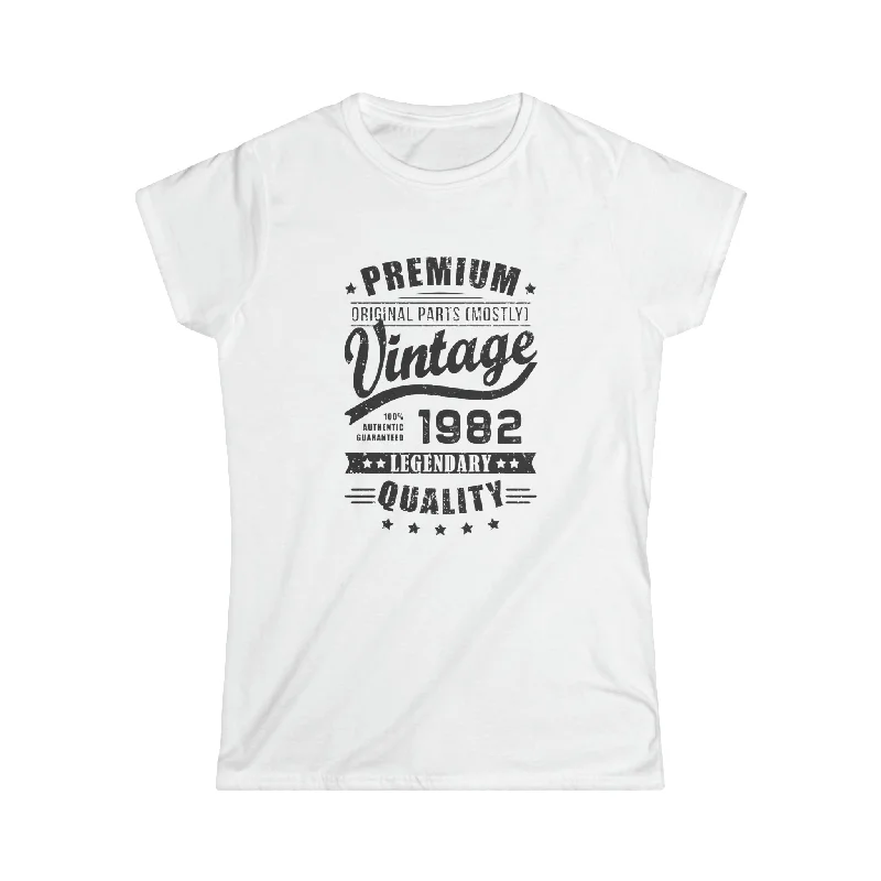Vintage 1982 T Shirts for Women Retro Funny 1982 Birthday Womens T Shirt Collared Crew Neck Turtle Neck Vintage 1982 T Shirts for Women Retro Funny 1982 Birthday Womens T Shirt Collared Crew Neck Turtle Neck