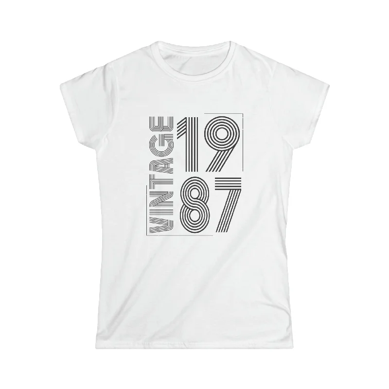 Vintage 1987 T Shirts for Women Retro Funny 1987 Birthday Womens Shirts Collared Crew Neck Turtle Neck Vintage 1987 T Shirts for Women Retro Funny 1987 Birthday Womens Shirts Collared Crew Neck Turtle Neck