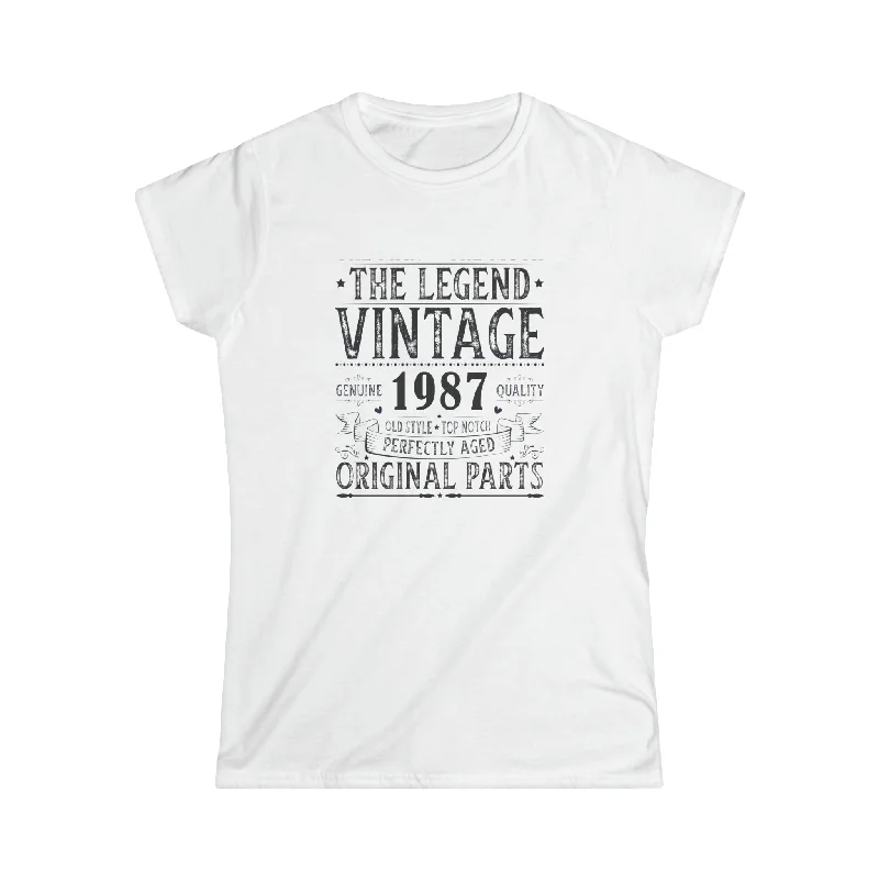 Vintage 1987 TShirt Women Limited Edition BDay 1987 Birthday Shirts for Women Basic T-Shirt Crew Neck Short Sleeve Vintage 1987 TShirt Women Limited Edition BDay 1987 Birthday Shirts for Women Basic T-Shirt Crew Neck Short Sleeve